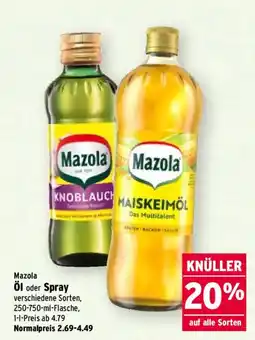 Wasgau Mazola Öl oder Spray Angebot