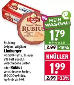 Wasgau St. Mang Original Allgäuer Limburger Angebot