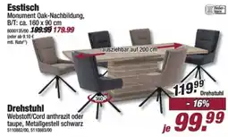 Poco Drehstuhl Webstoff/Cord anthrazit oder taupe, Metallgestell schwarz Angebot