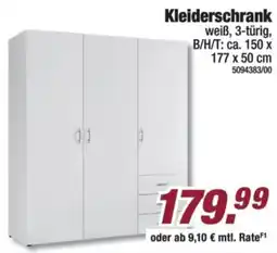 Poco Kleiderschrank weiß, 3-türig Angebot