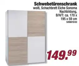 Poco Schwebetürenschrank weiß, Schachbrett Eiche Sonoma Nachbildung Angebot