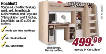 Poco Hochbett Sonoma-Eiche-Nachbildung Angebot