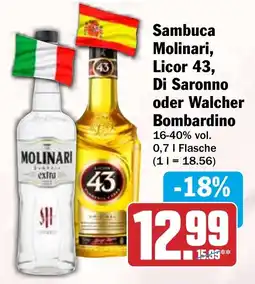 HIT Ullrich Sambuca Molinari, Licor 43, Di Saronno oder Walcher Bombardino Angebot