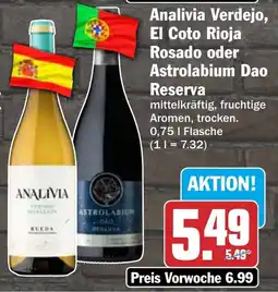 HIT Ullrich Analivia Verdejo, El Coto Rioja Rosado oder Astrolabium Dao Reserva Angebot