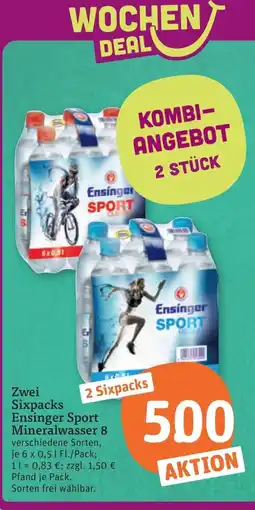 tegut Zwei Sixpacks Ensinger Sport Mineralwasser Angebot