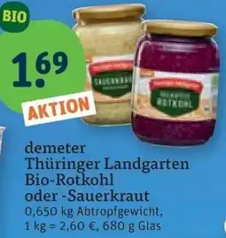 tegut demeter Thüringer Landgarten Bio-Rotkohl oder Sauerkraut Angebot