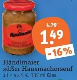 tegut Händlmaier süßer Hausmachersenf Angebot