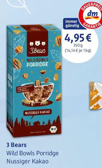 dm drogerie 3 Bears Wild Bowl Porridge Nussiger Kakao Angebot