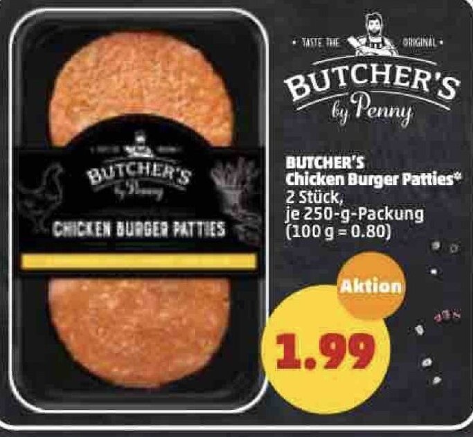 Butcher's Chicken Burger Patties 250g Angebot bei PENNY