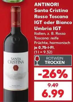 Kaufland ANTINORI Santa Cristina Rosso Toscana IGT oder Bianco Umbria IGT Angebot