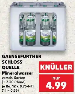 Kaufland GAENSEFURTHER SCHLOSS QUELLE Mineralwasser Angebot