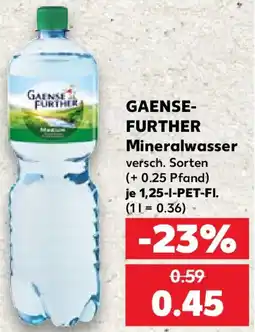 Kaufland GAENSEFURTHER Mineralwasser Angebot