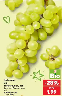 Kaufland Ital./span. Bio Tafeltrauben, hell Angebot