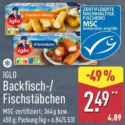 Aldi Nord IGLO Backfisch-/Fischstäbchen Angebot