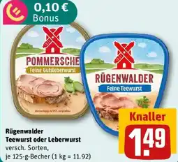 REWE Rügenwalder Teewurst oder Leberwurst Angebot