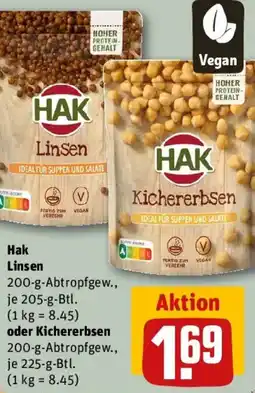REWE Hak Linsen oder Kichererbsen Angebot