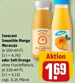 REWE Innocent Smoothie Mango Maracuja oder Saft Orange Angebot