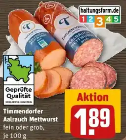 REWE Timmendorfer Aalrauch Mettwurst Angebot