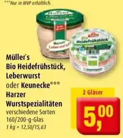 Markant Müller's Bio Heidefrühstück, Leberwurst oder Keunecke*** Harzer Wurstspezialitäten Angebot