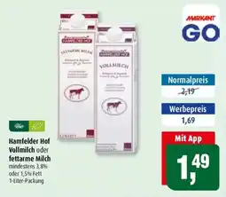 Markant Hamfelder Hof Vollmilch oder fettarme Milch Angebot