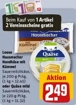 REWE Loose Hausmacher Handkäse mit Kümmel oder Quäse mild Angebot