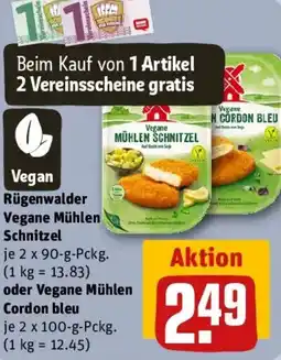 REWE Rügenwalder Vegane Mühlen Schnitzel oder Vegane Mühlen Cordon bleu Angebot