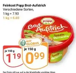 Globus Baumarkt Feinkost Popp Brot-Aufstrich Angebot