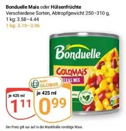 Globus Baumarkt Bonduelle Goldmais Texas Mix Angebot