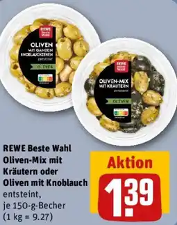 REWE REWE Beste Wahl Oliven-Mix mit Kräutern oder Oliven mit Knoblauch Angebot