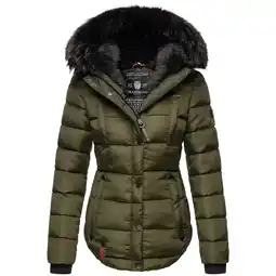 Netto Marken-Discount MARIKOO Damen Designer Steppjacke Winter Jacke mit edler Kunstpelz Kapuze Lotusblüte Angebot