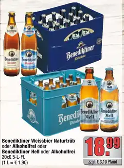 Profi Getränke Benediktiner Weissbier Naturtrüb oder Alkoholfrei oder Benediktiner Hell oder Alkoholfrei Angebot