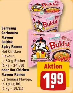 REWE Samyang Carbonara Flavour Buldak Spicy Ramen oder Hot Chicken Flavour Ramen Angebot