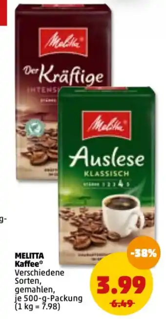 PENNY Melitta Kaffe 500g Angebot