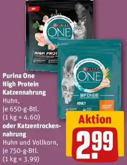 REWE Purina One High Protein Katzennahrung oder Katzentrockennahrung Angebot