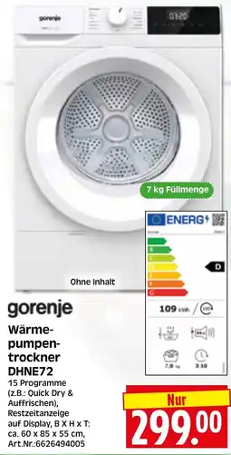 Herkules Baumarkt gorenje Wärmepumpentrockner DHNE72 Angebot