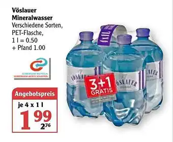 Globus Vöslauer Mineralwasser 4x1L Angebot