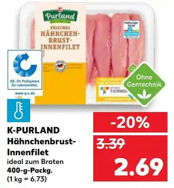 Kaufland K-Purland Hähnchenbrust Innenfilet 400g Packg. Angebot