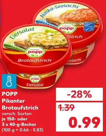 Kaufland Popp Pikanter Brotaufstrich 3x40g/150g Becher Angebot