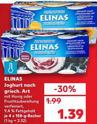 Kaufland Elinas Joghurt nach Griechischer Art 4x150g Becher Angebot