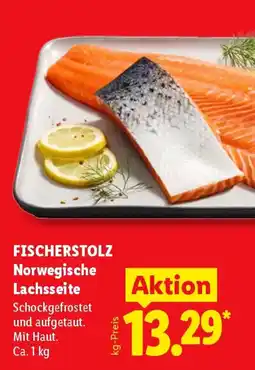 Lidl FISCHERSTOLZ Norwegische Lachssseite Angebot