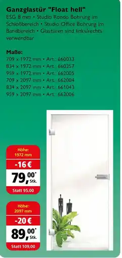 Holz Possling Ganzglastür "Float hell" Angebot