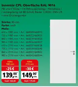 Holz Possling Innentür CPL Oberfläche RAL 9016 Angebot