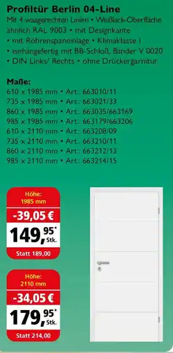 Holz Possling Profiltür Berlin 04-Line Angebot