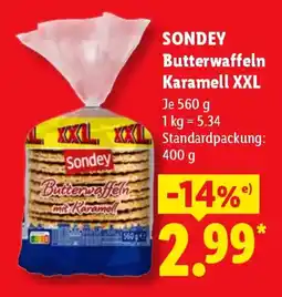 Lidl SONDEY Butterwaffeln Karamell XXL Angebot