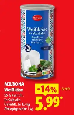Lidl MILBONA Weißkäse Angebot