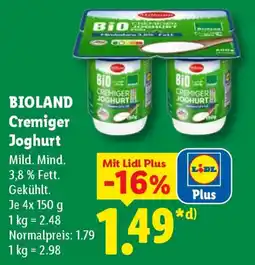 Lidl BIOLAND Cremiger Joghurt Angebot