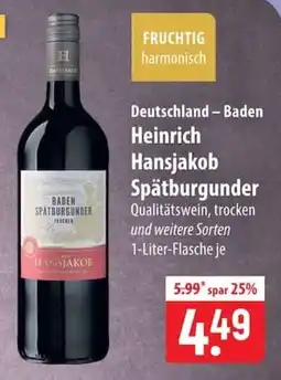 Famila Nord Ost Heinrich Hansjakob Spätburgunder Angebot