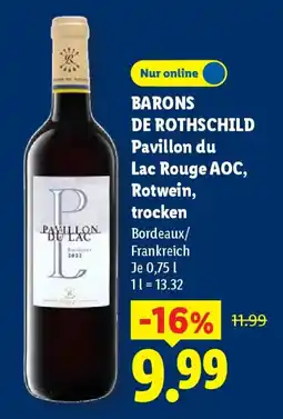 Lidl BARONS DE ROTHSCHILD Pavillon du Lac Rouge AOC, Rotwein, trocken Angebot