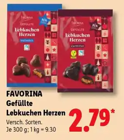 Lidl FAVORINA Gefüllte Lebkuchen Herzen Angebot