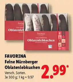 Lidl FAVORINA Feine Nürnberger Oblatenlebkuchen Angebot